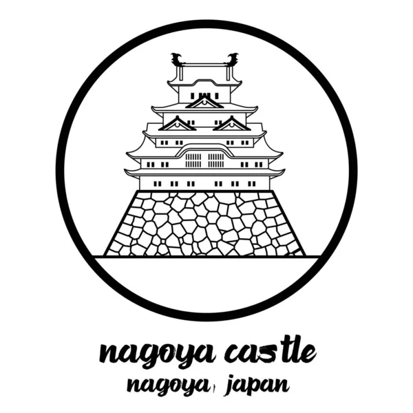 Círculo Icono Línea Castillo Nagoya Ilustración Vectorial — Vector de stock