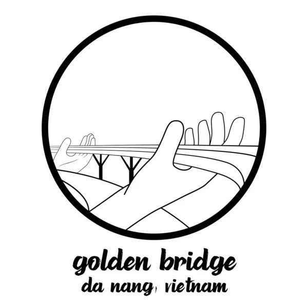 Bangkok Tailândia 2020 Círculo Ícone Linha Golden Bridge Nang Vietnã —  Vetores de Stock