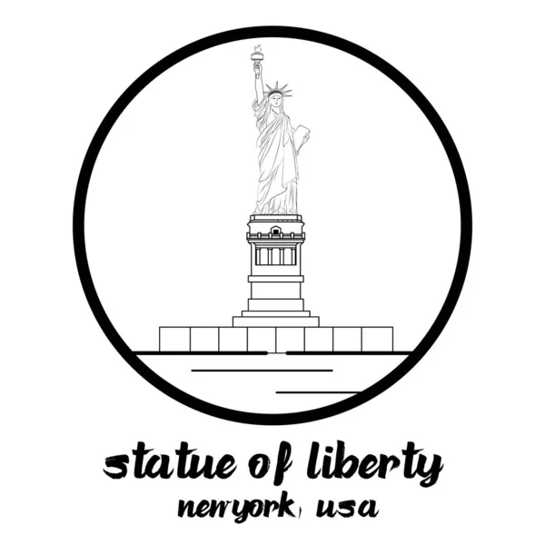 Circolo Icona Linea Statua Della Libertà Illustrazione Vettoriale — Vettoriale Stock