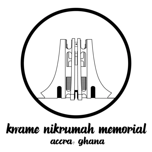 Кругова Лінія Ікони Кваме Нікрума Меморіал Векторна Ілюстрація — стоковий вектор
