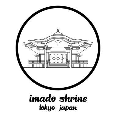 Simge hattı Imado Tapınağı 'nı çember yapın. vektör illüstrasyonu