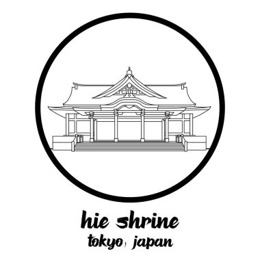 Simge hattı hie Shrine 'ı çember yapın. vektör illüstrasyonu