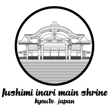 Simge hattı fushimi inari ana tapınağını çember yapın. vektör illüstrasyonu