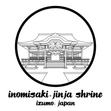 Simge hattı Hinomisaki-jinja Tapınağı 'nı çember yapın. vektör illüstrasyonu