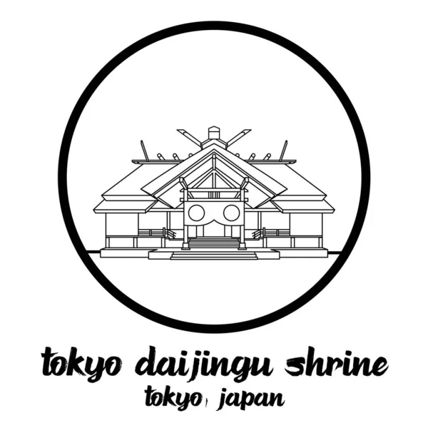 Circle Icon Line Tokyo Daijingu Shrine Ilustración Vectorial — Vector de stock