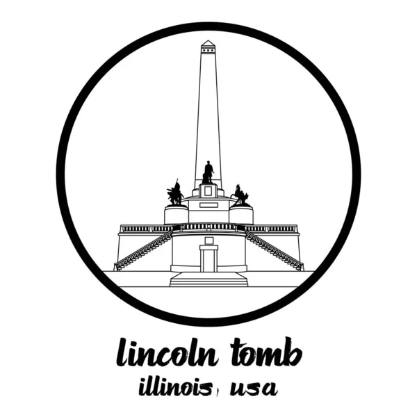 Bangkok Thailand 2020 Circle Icon Lincoln Monument Illinois Verenigde Staten — Stockvector