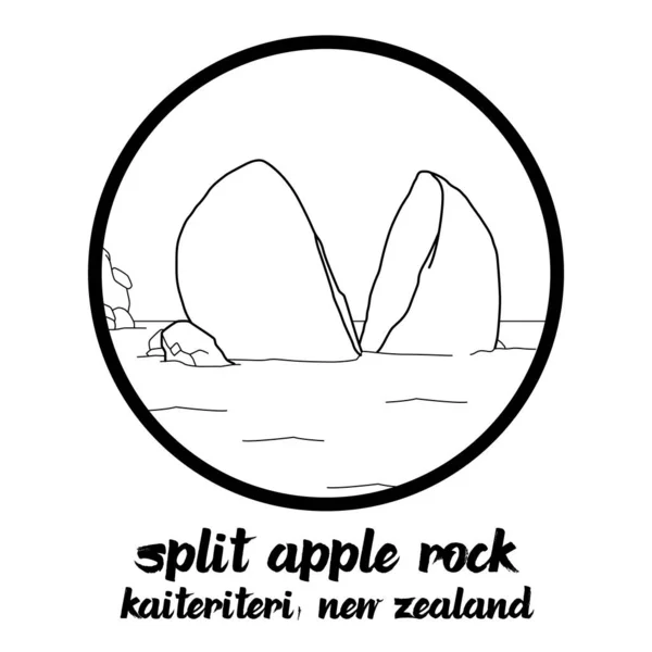 Circle Icon Line Split Apple Rock Vector Illustration — Stock Vector