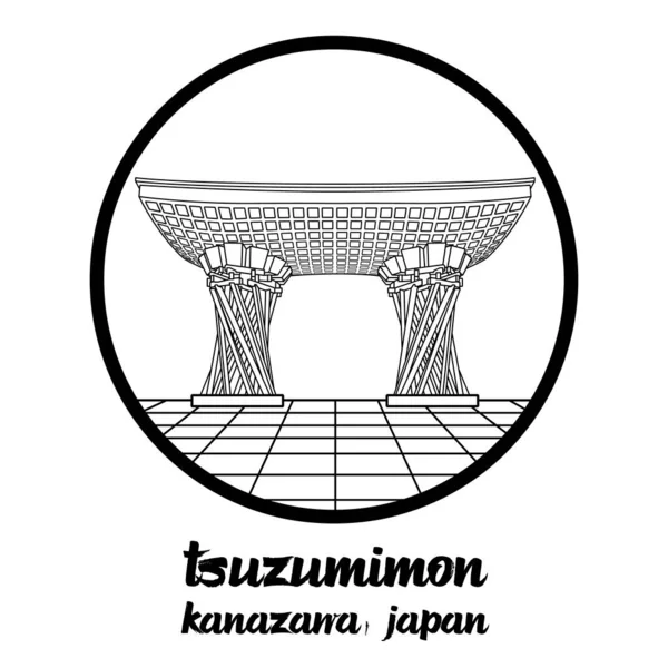 Bangkok Tailandia 2020 Circle Icon Line Tsuzumimon Kanazawa Japón Ilustración — Archivo Imágenes Vectoriales