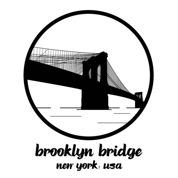 Circle Icon Linea Brooklyn Bridge Illustrazione Vettoriale — Vettoriale Stock