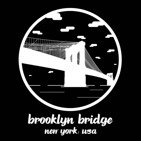 Cirkel Icoon Lijn Brooklyn Bridge Vectorillustratie — Stockvector