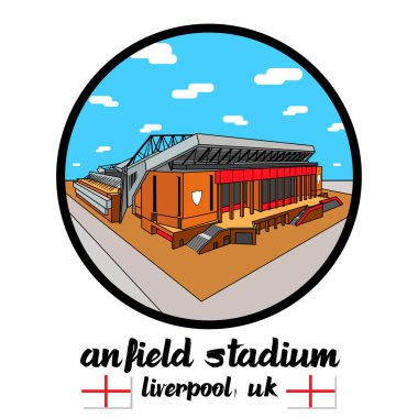 Icon Anfield Stadyum Köprüsü 'nün etrafını sarın. Vektör illüstrasyonu