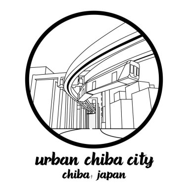 Çember çizgisi Urban Chiba şehri. vektör illüstrasyonu