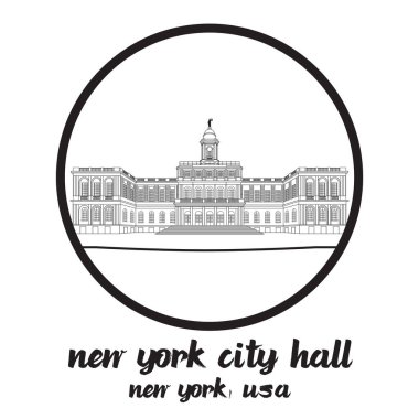 Çember çizgisi New York Belediye Binası. vektör illüstrasyonu