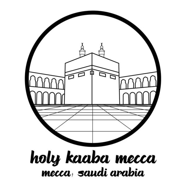 Circle Icon Line Holy Kaaba Mecca Vector Illustration Stock Illustration