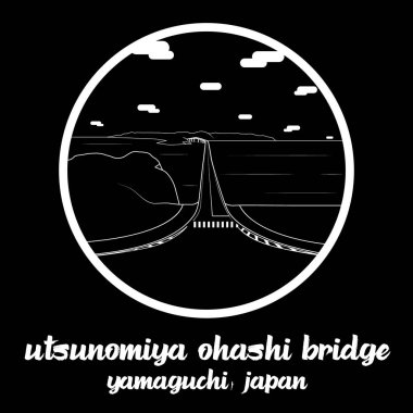 Icon Utsunomiya Ohashi Köprüsü 'nü çember yapın. Vektör illüstrasyonu