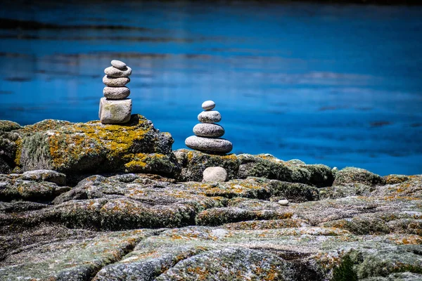 Pebble Cairns Bryher Scilly Isles — Stock Photo, Image