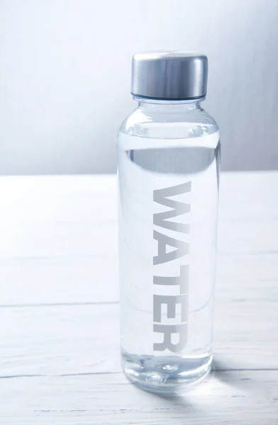 Botol Air Dengan Air Kata Atasnya Hidup Sehat Konsep — Stok Foto