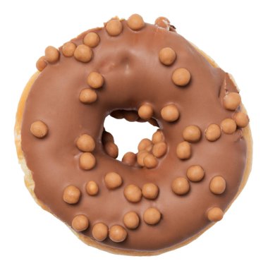 Beyaz arka planda izole edilmiş çikolatalı çörek.