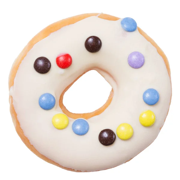 Пончик Кольоровими Посмішками Ізольовано Білому Тлі — стокове фото