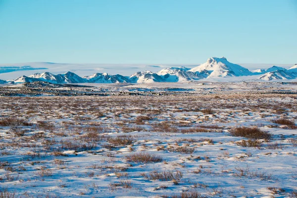 Paisagem Inverno Com Cordilheira Perto Langjokull Islândia — Fotografia de Stock