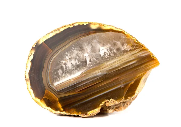 Agate Gemstone Cut Close Isolated White Background — Stock Photo, Image