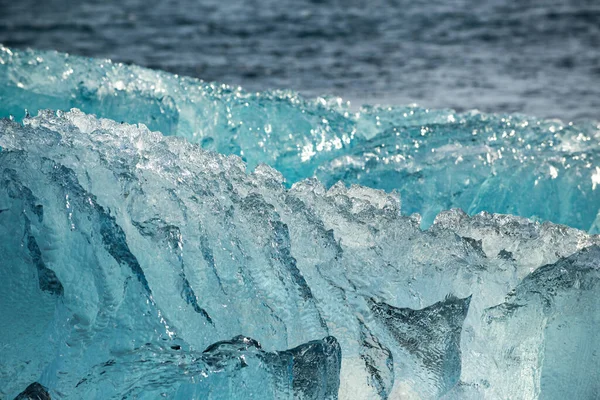 Iceberg Orilla Del Océano Textura Cerca Laguna Hielo Joukulsarlon Islandia — Foto de Stock