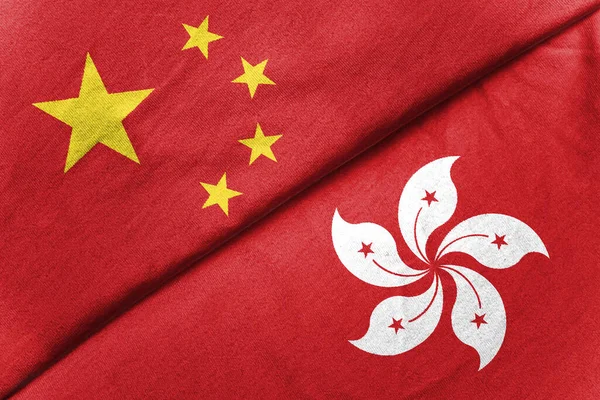香港和中国国旗背景 — 图库照片