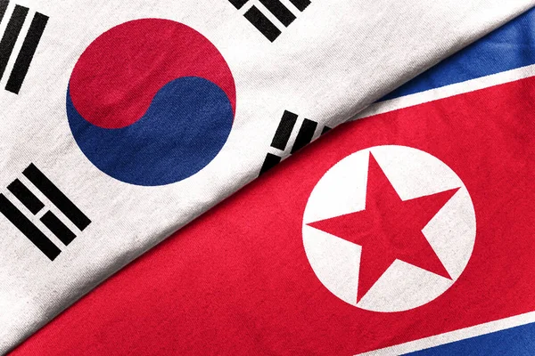 Южная Корея Кндр Фоне Флагов — стоковое фото