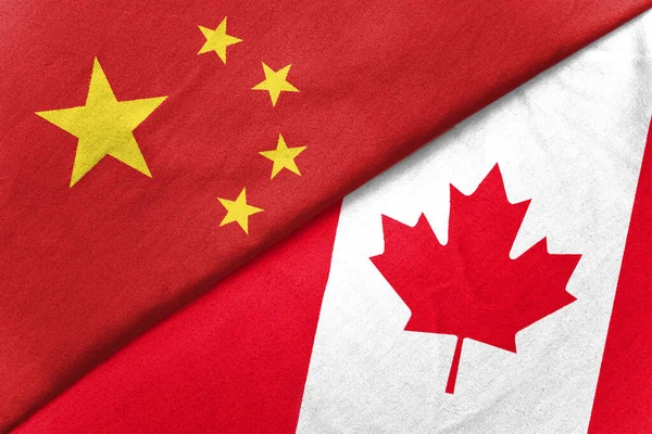 China and Canada flags background