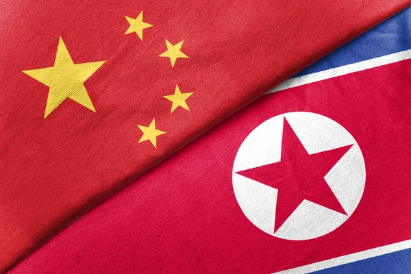 China and North Korea flags background