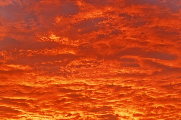 Belle Nuvole Rosse Arancio Drammatiche Nel Cielo Sera Cielo Naturale — Foto Stock