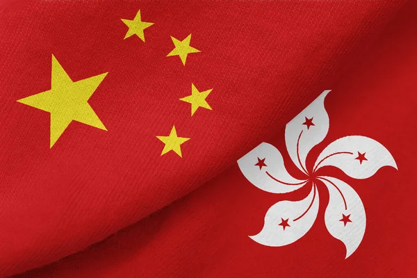 China and Hong kong flags background