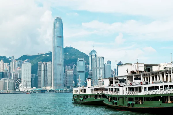 Hong Kong Victoria Harbor Ferry Ship Background — Stock Photo, Image