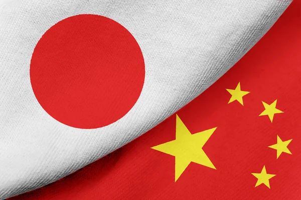 Japan China Vlaggen Achtergrond Rechtenvrije Stockafbeeldingen