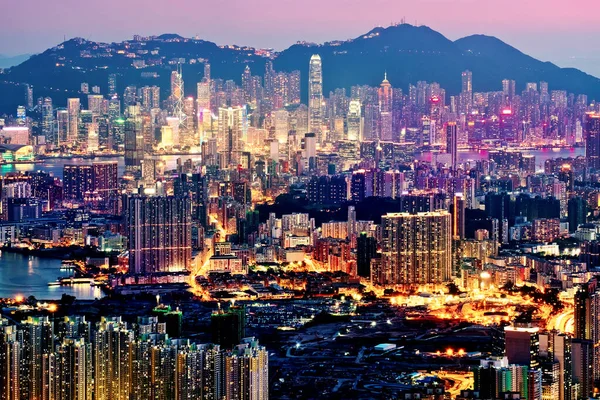 Hong Kong Şehrinin Gece Görüşü Telifsiz Stok Fotoğraflar