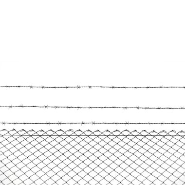 beyaz nackgrund üzerinde tel tel çit