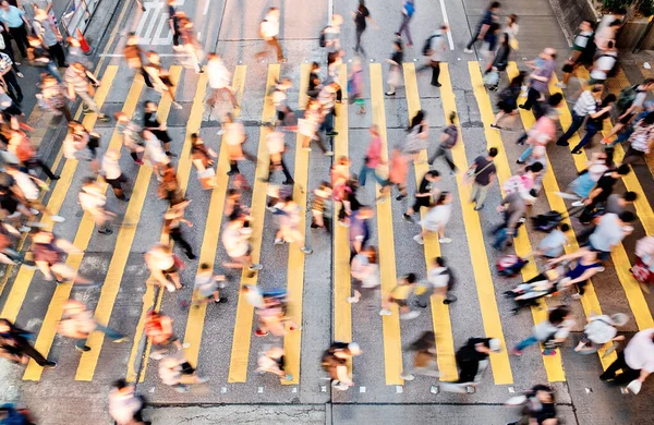 Crowd People Crossing City Street — Stock Photo, Image