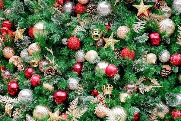 Decoración Del Árbol Navidad Con Juguetes Pelotas — Foto de Stock