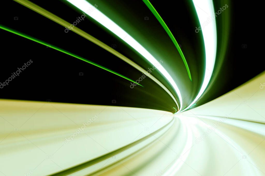 abstract image of light trails in the tunnel.