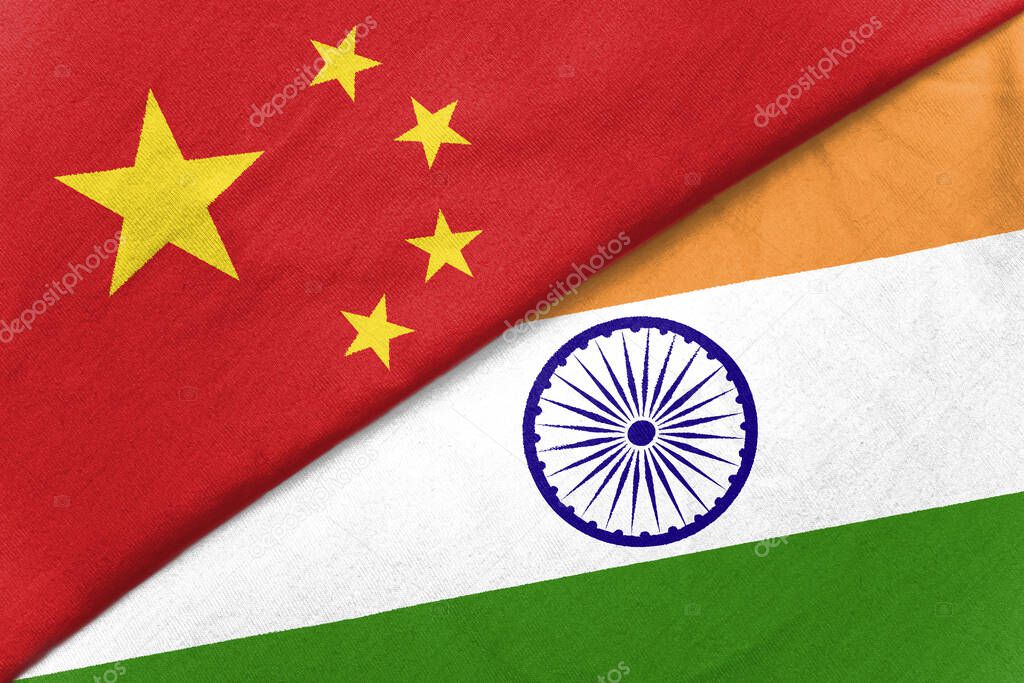 China and India flags background
