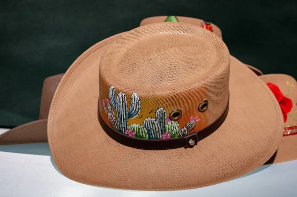 美しくカラフルな手はメキシコの帽子を描いた — ストック写真