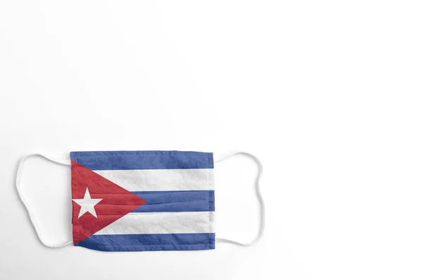 Masque Visage Avec Drapeau Imprimé Cuba Sur Fond Blanc Isolé — Photo