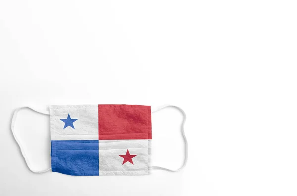 Masque Visage Avec Drapeau Imprimé Panama Sur Fond Blanc Isolé — Photo