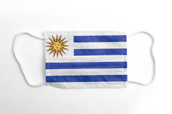 印有乌拉圭国旗 白色背景 — 图库照片