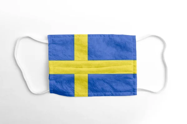 Face Mask Printed Flag Sweden White Background Isolated — Stock Photo, Image