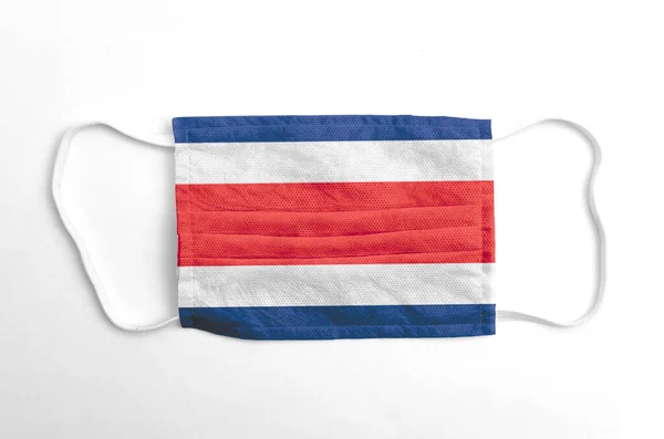 Máscara Facial Com Bandeira Costa Rica Impressa Fundo Branco Isolada — Fotografia de Stock