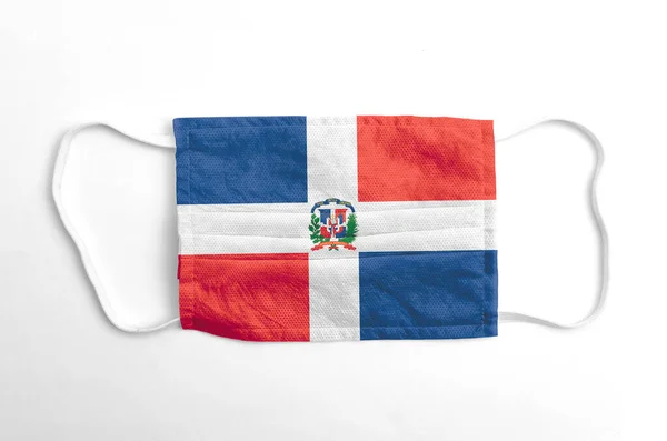 印有多米尼加共和国国旗 白色背景 — 图库照片