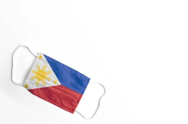 Μάσκα Προσώπου Σημαία Φιλιππίνων Τυπωμένη Λευκό Φόντο Απομονωμένη — Φωτογραφία Αρχείου