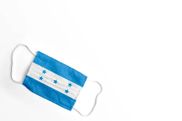 Gesichtsmaske Mit Honduras Flagge Bedruckt Auf Weißem Hintergrund Isoliert — Stockfoto