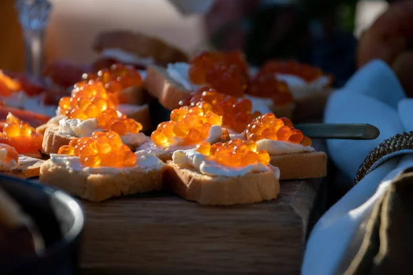 Delicious Toast Salmon Caviar — Stock Photo, Image